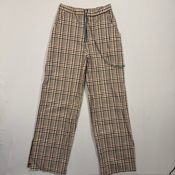 The Ragged Priest High Rise Checked Wide Pants S Chain Punk Grunge Streetwear UK - Picture 3 of 14